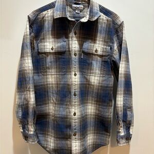Carhartt blue and Brown Plaid Men's Shirt. Heavy warm cotton